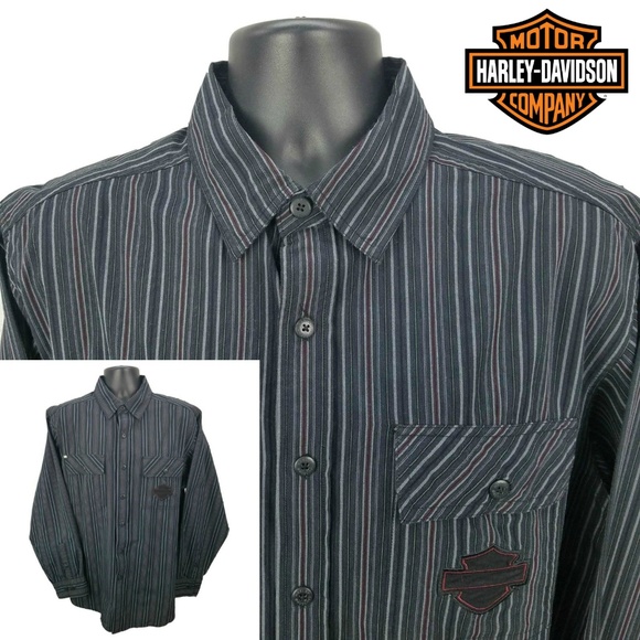 Harley-Davidson Other - Harley Davidson - Button Front Striped Shirt LARGE